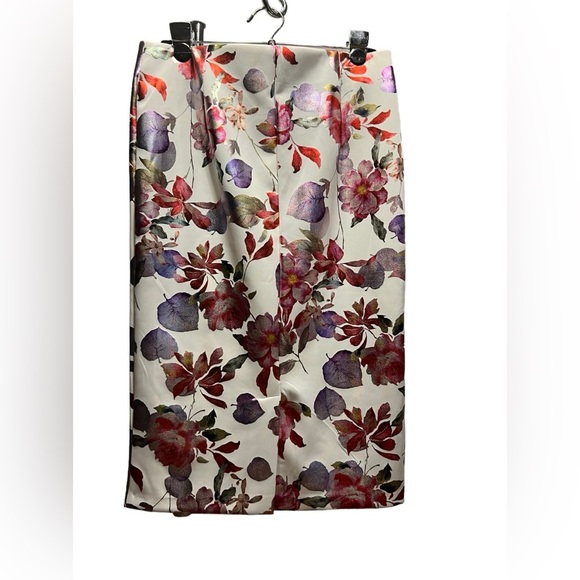 EC ECI METALIC FLORAL PENSIL SKIRT In Excellent used condition.no flaws - Picture 8 of 8
